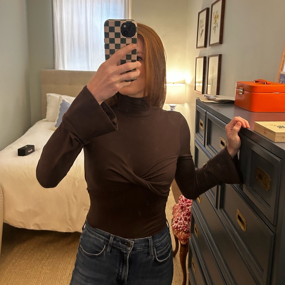 Reformation Long Sleeved Zaire Knit Open Back Top
